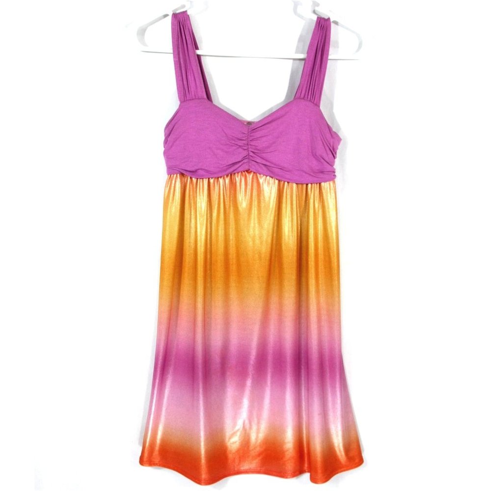 BD Junior Empire Waist Babydoll Shimmer Ombre Metallic Mini Tank Party Dress Sm